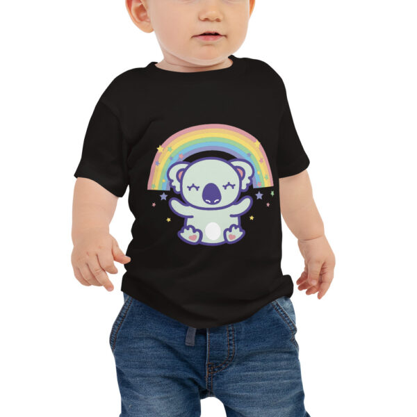 Kurzärmeliges Baby-Jersey-T-Shirt “Regenbogenbär”