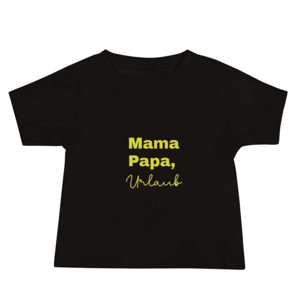 Kurzärmeliges Baby-Jersey-T-Shirt “Mama, Papa, Urlaub”