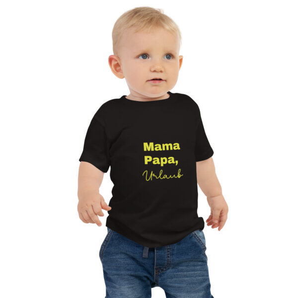 Kurzärmeliges Baby-Jersey-T-Shirt “Mama, Papa, Urlaub”