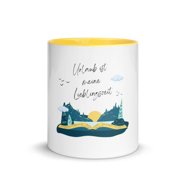 Tasse mit farbiger Innenseite “Urlaub ist meine Lieblingszeit”